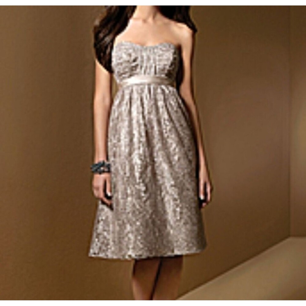 Alfred Angelo dress formal 4 s special occasion party silver celadon green lace